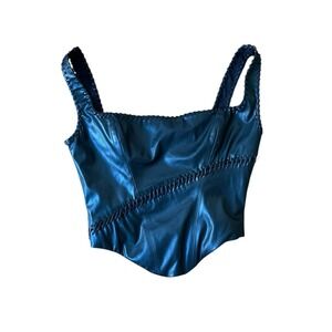 House of CB Leonie Whipstitch Black Faux Leather‎ Corset Top Gothic, Medium